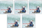 Kerstkaarten-Zeeuwse kerstkaart-Zeeuwsmeisje-slee- feestdagenkaarten - 5 stuks