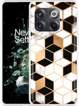 OnePlus 10T Hoesje Black-white-gold Marble - Designed by Cazy