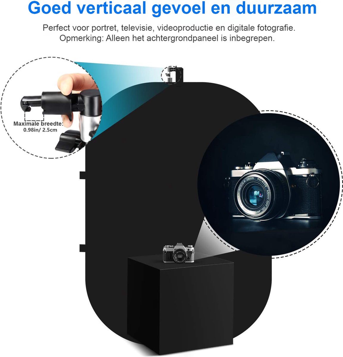 Neewer Chromakey Achtergrond Zwart/Wit Opvouwbaar 1.5x2M - Ideaal Voor Fotografie & Video