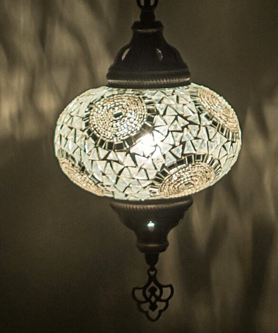 Suspension - Lampe Mosaïque - Lampe Orientale - Lampe Turque - Lampe Marocaine - Ø 19 cm - Hauteur 53 cm - Handgemaakt - Authentique
