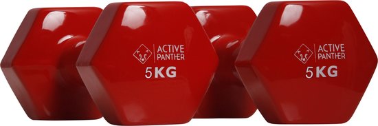 Active Panther Dumbbell set 2 X 5 KG - 10 kg totaal - Vinyl - Rood