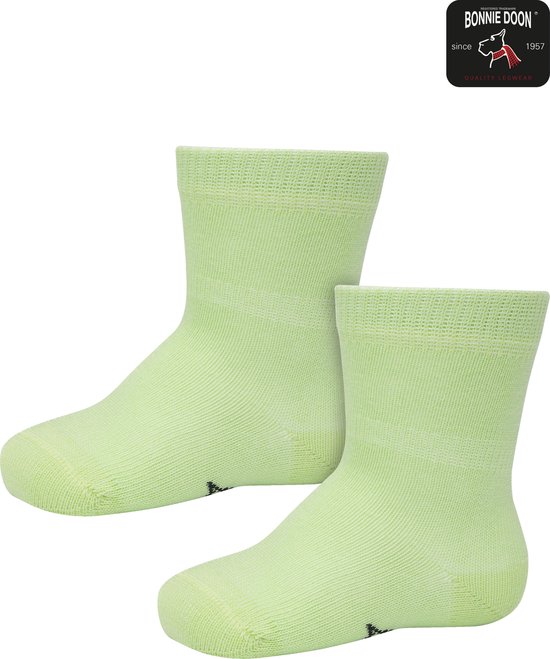 Bonnie Doon Basic Sokken Baby Groen 4/8 maand - 2 paar - Unisex - Organisch Katoen - Jongens en Meisjes - Stay On Socks - Basis Sok - Zakt niet af - Gladde Naden - GOTS gecertificeerd - 2-pack - Multipack - Lichtgroen - Pistachio - OL9344012.323