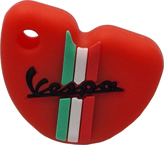 Vespa Siliconen Sleutelhoesje - Rood met Zwarte letters - Rood met Zwart - Italiaanse Vlag