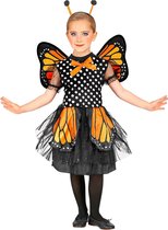 Widmann - Vlinder Kostuum - Magnifieke Monarchvlinder - Meisje - Oranje, Zwart - Maat 104 - Carnavalskleding - Verkleedkleding