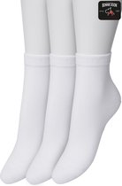 Bonnie Doon Basic Quarter Sokken Dames Wit maat 36/42 - 3 paar - Quarter Katoenen Sok - Boven de Enkel - Gladde Naden - Brede Boord - Uitstekend Draagcomfort - Fijne Pasvorm - 3-pack - Multipack - Enkelsokken - White - OL9411011.103