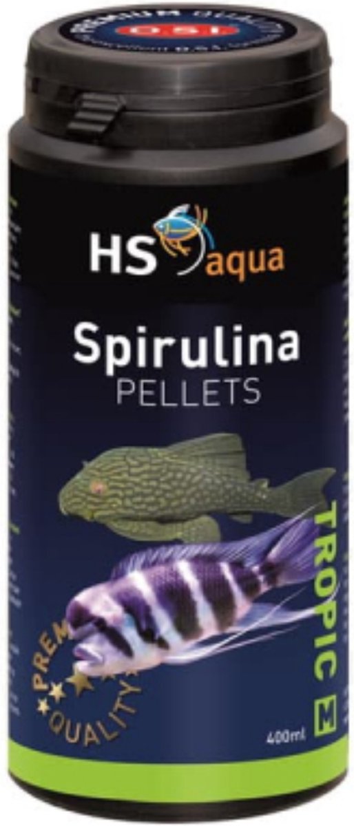 HS aqua Spirulina pellets - voer voor middelgrote aquariumvissen - 400 ml