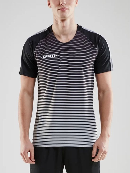 Craft Pro Control Stripe Shirt Korte Mouw Dames - Zwart / Zilver | Maat: XL