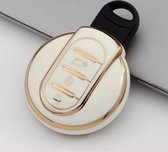 Zachte TPU Sleutelcover - Sleutelhoesje Geschikt voor Mini Cooper / Cooper S / Clubman / Countryman - Wit Metallic - Sleutel Hoesje Cover - Auto Accessoires