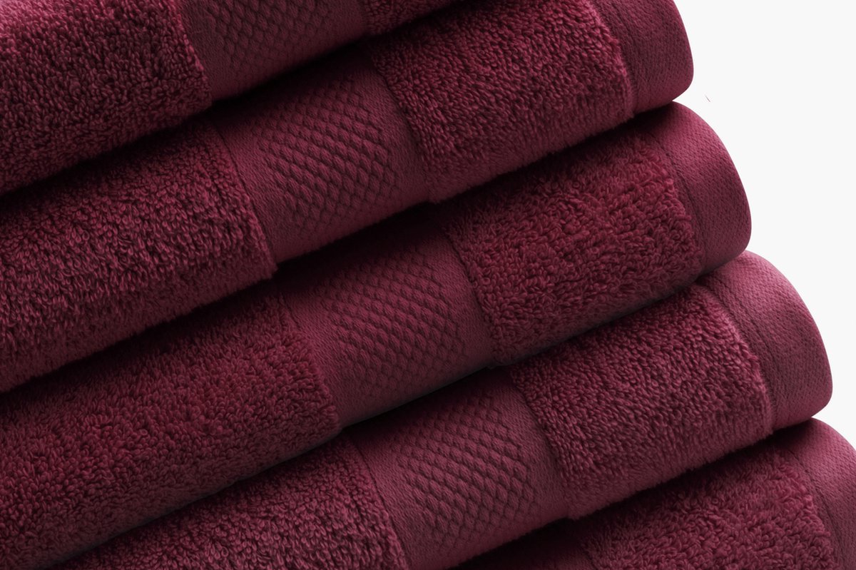 Casa Juliano Handdoeken Set - Badlaken - 10 delig - 10x 70x140 - 100% katoen - Bordeaux rood