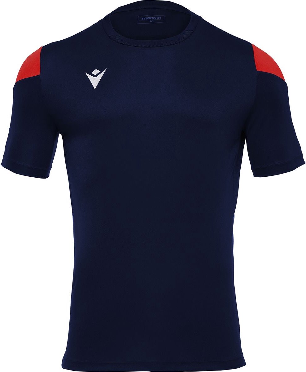 Macron Polis Shirt Korte Mouw Heren - Marine / Rood | Maat: 4XL
