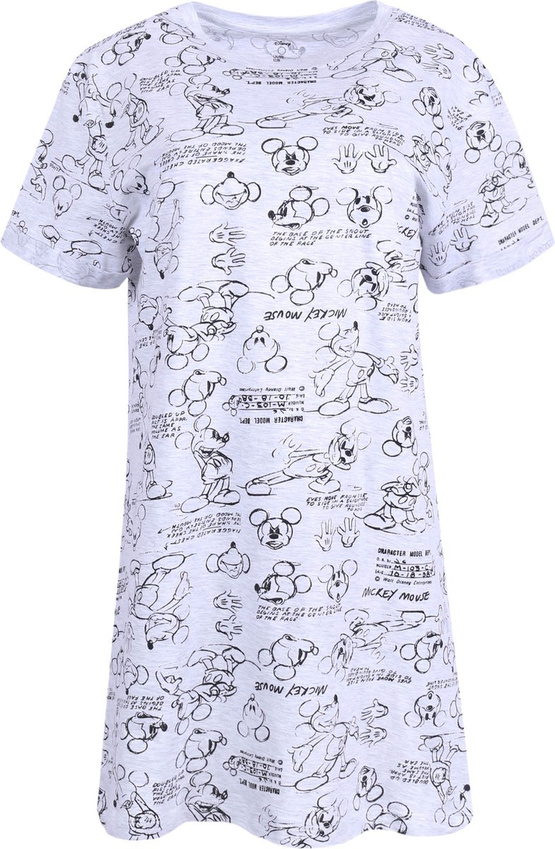 Grijs Mickey Mouse - Nachthemd met Korte Mouwen / M