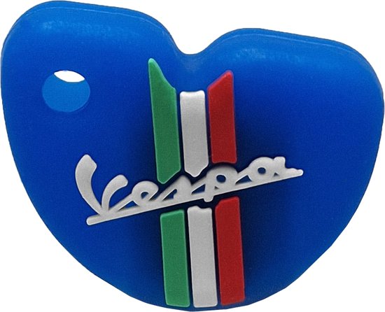 Vespa Siliconen Sleutelhoesje - Blauw met Witte letters - Blauw met Wit - Italiaanse Vlag