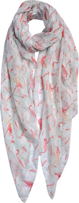 Juleeze Sjaal Dames Print 80x180 cm Groen Synthetisch Flamingo Shawl Dames