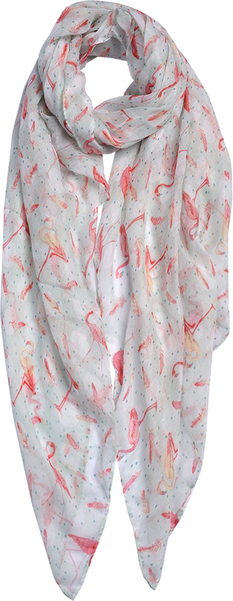 Juleeze Sjaal Dames Print 80x180 cm Groen Synthetisch Flamingo Shawl Dames