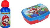 Boîte à pain Mario (17 cm - 13 cm - 6 cm) + gourde (hauteur 9 cm - 400 ml)