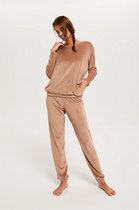 Italian Fashion Juga| hoogwaardig huispak | Velours Pyjama Dames | Lange Mouw Lange Broek | beige | XXL