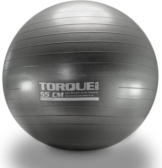 Zitbal - Fitnessbal 55 cm - Torque USA - met pomp - fitnessbal anti burst