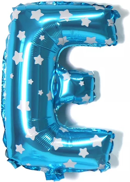 Ballonnen - Blauw met Sterretjes - Letter E - 40cm