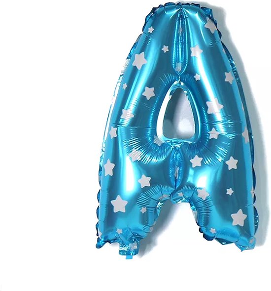 Ballonnen - Blauw met Sterretjes - Letter A - 40cm