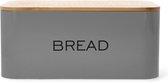 HOMLA KINE Boîte à pain en métal au Design moderne – Rangement du pain Corbeille à pain pour intérieurs scandinaves minimalistes – Métal et Bamboe Grijs 30 x 18 cm