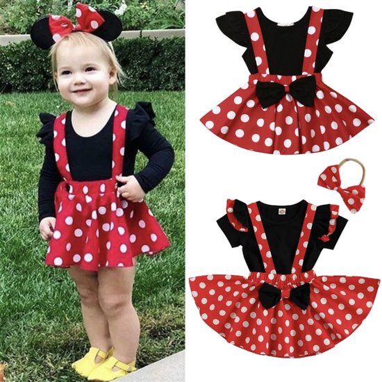 Mouse Babypakje - MinnieMouse Outfit Baby's - Kleur: Zwart & Rood - Maat:... | bol.com
