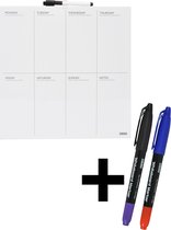DESQ® Weekplanner 35 x 35 cm + 2 stiften - Agenda indeling | Randloos | Whiteboardmarker | Magnetisch | Droog uitwisbaar | Nederlands