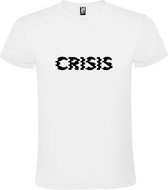 Wit T-Shirt met “ Crisis “ tekst Zwart Size XXXL