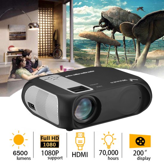 zonnebloem Magazijn Magnetisch Beamer met afstandsbediening, 1080P Ondersteunde LED Wifi projector met  speaker 16:9... | bol.com