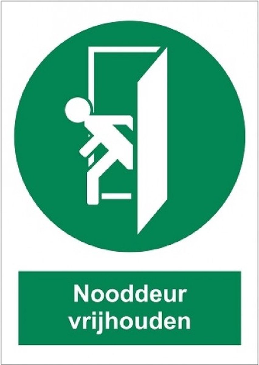 Lichtgevend bord Nooddeur vrijhouden 15x20 cm