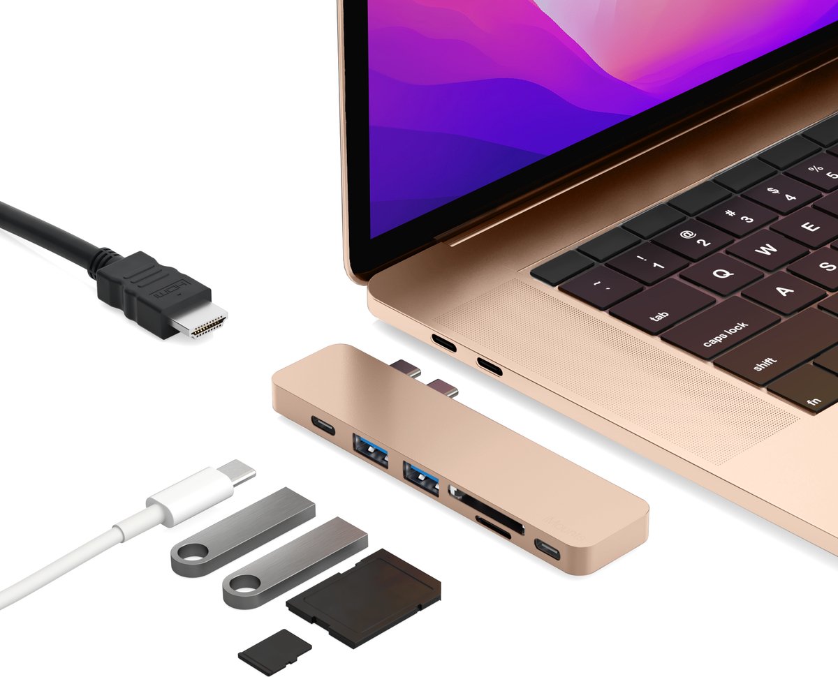 iMounts USB-C hub Macbook Air/Pro - HDMI - Thunderbolt 3 - Rose Gold (Goud)'