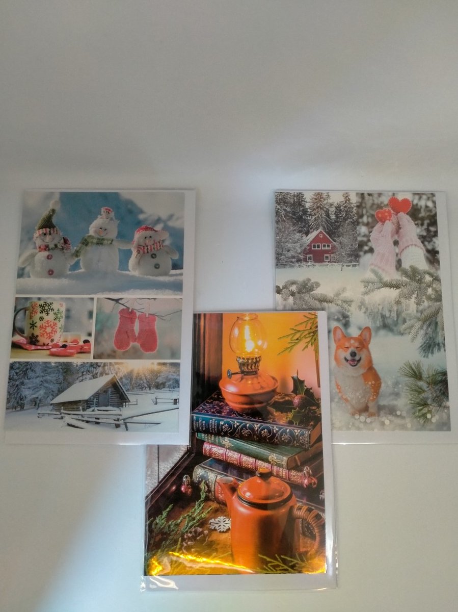 10 Luxe Dubbele Kerstkaarten set met envelop Blanco kerstkaarten