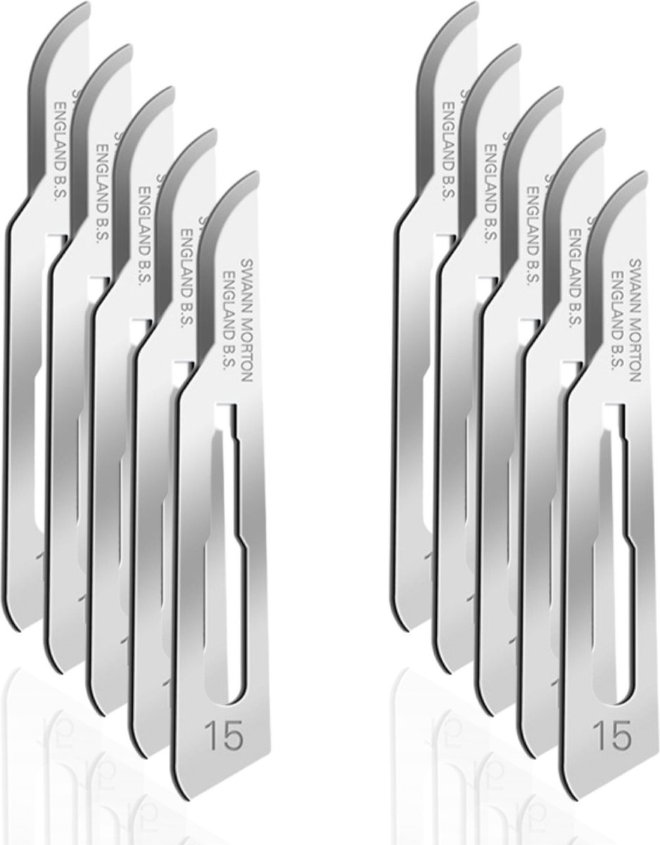 Swann Morton - Blue - Scalpel Mesjes - Niet Steriel - Scalpel / Bistouri Mesjes - Maat 15 - 10 Stuks