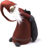 Wichtel - Kerst - Santa with grey bag - Kerstman en cadeautjes zak - 60 cm