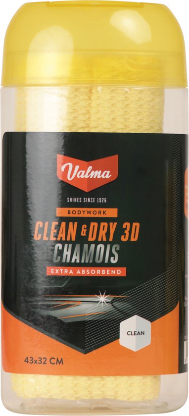 Valma Clean & Dry 3D Chamois – Ultra Absorberend – Krasvrij Drogen – Duurzaam & Herbruikbaar