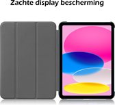 Hoes Geschikt voor iPad 2022 Hoes Tri-fold Tablet Hoesje Case - Hoesje Geschikt voor iPad 10 Hoesje Hardcover Bookcase - Donkerblauw