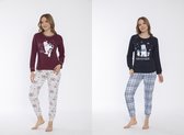 2-Pack Sophia Mila Dames Luxe Pyjama | Winter Edition 2022 | 2-delige Set | Lange Mouwen | Pyama Dames Volwassenen | Lange mouw | Blouse | Katoen | Pyjama Dames | Maat L