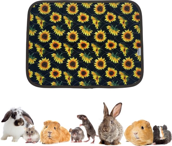 Strooiselmat Voor knaagdieren - Fleece - 60 x 45 cm - Zonnebloem print