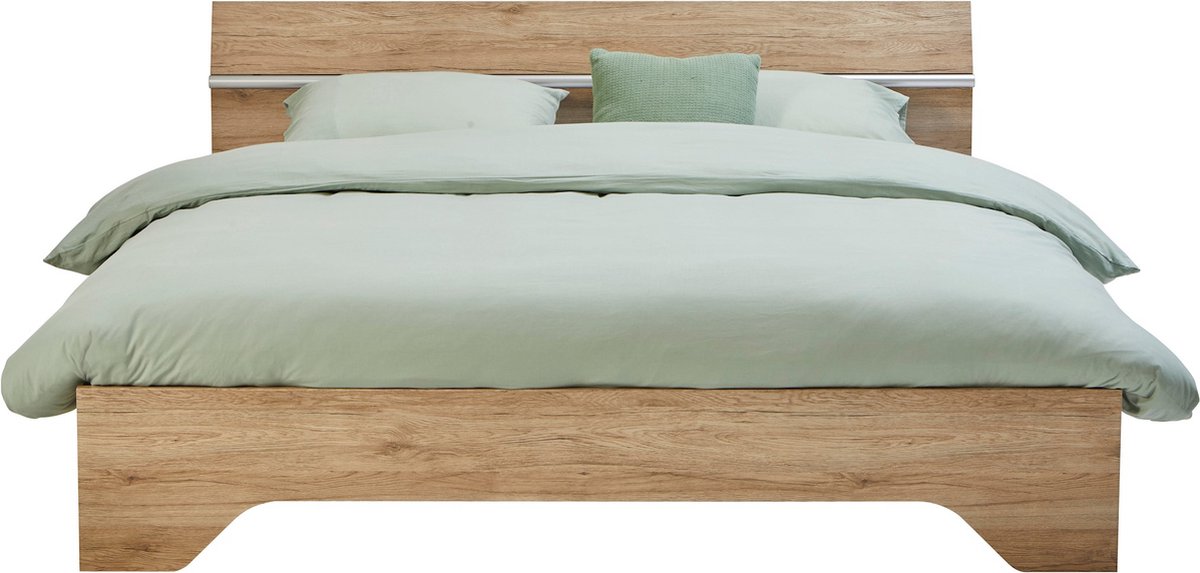 Beddenreus Basic Bed Wald met lattenbodem, polyether matras en 2opbergladen - 180 x 200 cm - eiken