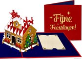 Popcards popupkaarten - Kerstkaart Huis Kerstman met Arrenslee Cadeautjes Kerstboom Sneeuw feestdagenkaarten pop-up kaart 3D wenskaart