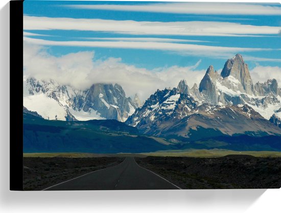 WallClassics - Canvas  - Berglandschap in de Verte - 40x30 cm Foto op Canvas Schilderij (Wanddecoratie op Canvas)