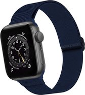 Nylon Bandje Geschikt voor Apple Watch 1-8 / SE (38/40/41 mm) Bandje Stof - Horloge Band Verstelbare Gesp Polsband Geschikt voor Apple Watch 1-8 / SE (38/40/41 mm) - Donkerblauw