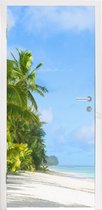 Deursticker Palmboom - Tropisch - Eiland - 85x215 cm - Deurposter