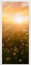 Deursticker Zonsondergang - Bloemen - Kleuren - 90x205 cm - Deurposter