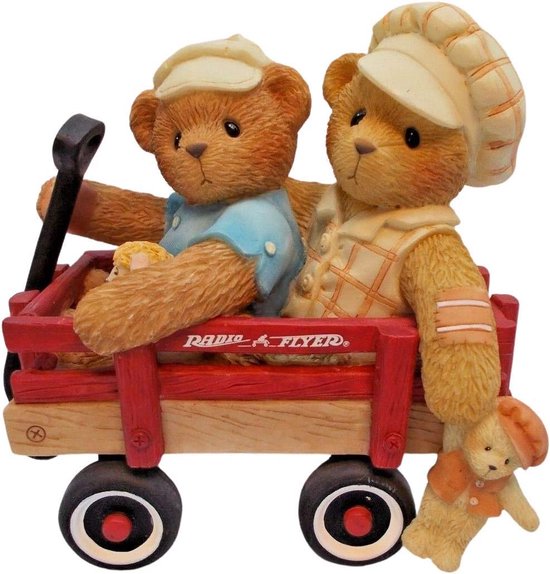 Cherished Teddies Booker En Fletcher Radio Flyer Beeldje