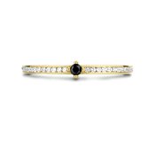 Belle Ring Or 14K Zwart et Zircon Wit 17,25 mm. (taille 54) modèle 279