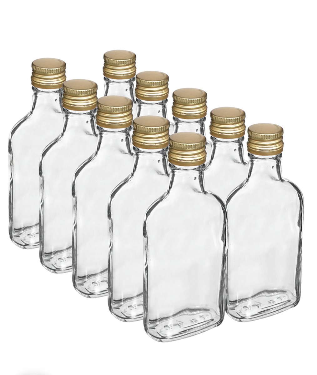 Puurmaken glazen flesjes 200ml 10 stuks met gouden dopjes | bol.com