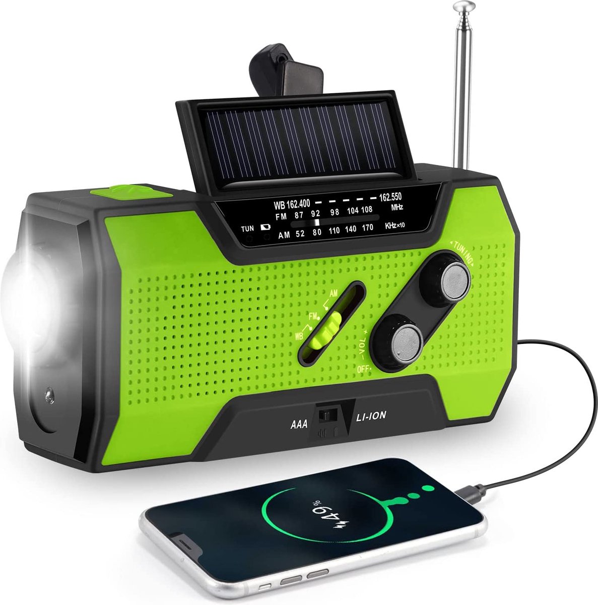 Noodradio – Solar Emergency Radio – Kamperen Outdoor Survival Radio – Powerbank – Zaklamp – Zonne Energie