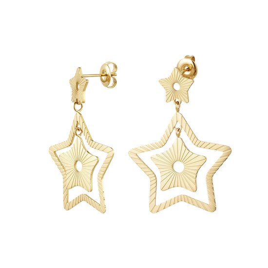Earrings Two Stars - Yehwang - Oorbellen - One size - Goud