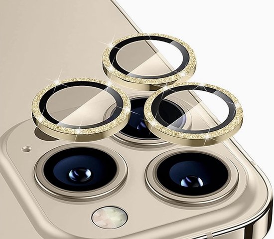 Iphone 14 Pro - Iphone 14 Pro Max - goud - glitter - camera lens - Lens ...