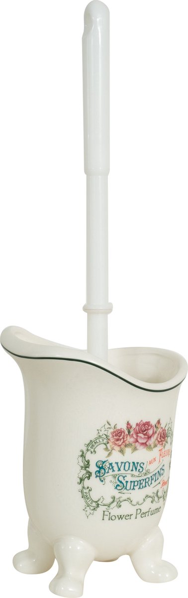 Porte-balais WC porcelaine blanche décorée Savon Superfins
